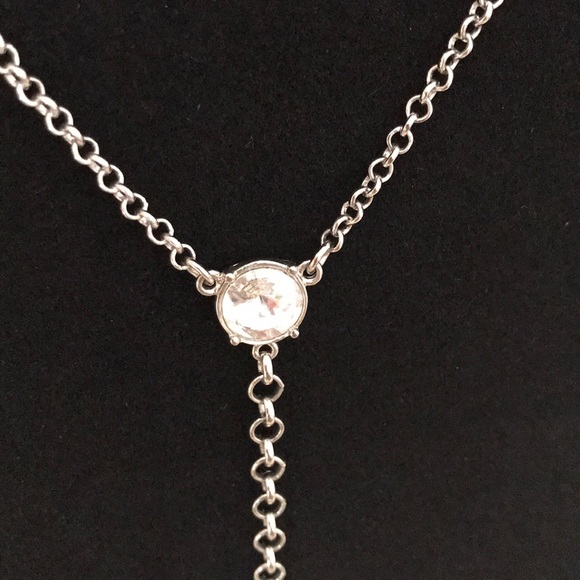 SILVER TONE LONG DOUBLE NECKLACE - Picture 3 of 5